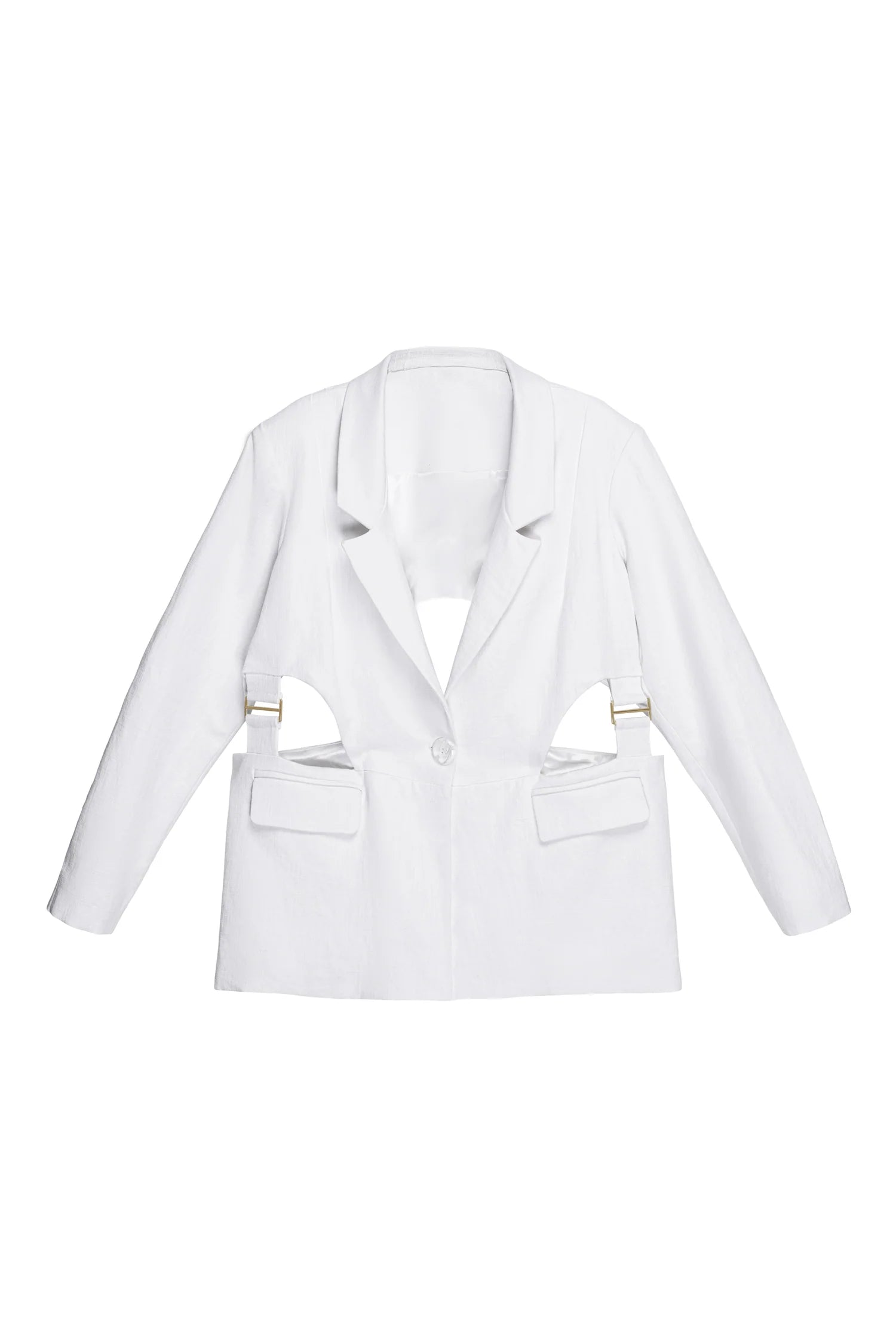 Hilary MacMillan-Linen Cut Out Canvas Blazer