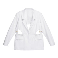Hilary MacMillan-Linen Cut Out Canvas Blazer