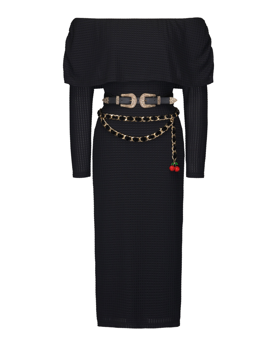 Hilary Macmillan -Geometric Knit Cowl Neck Dress