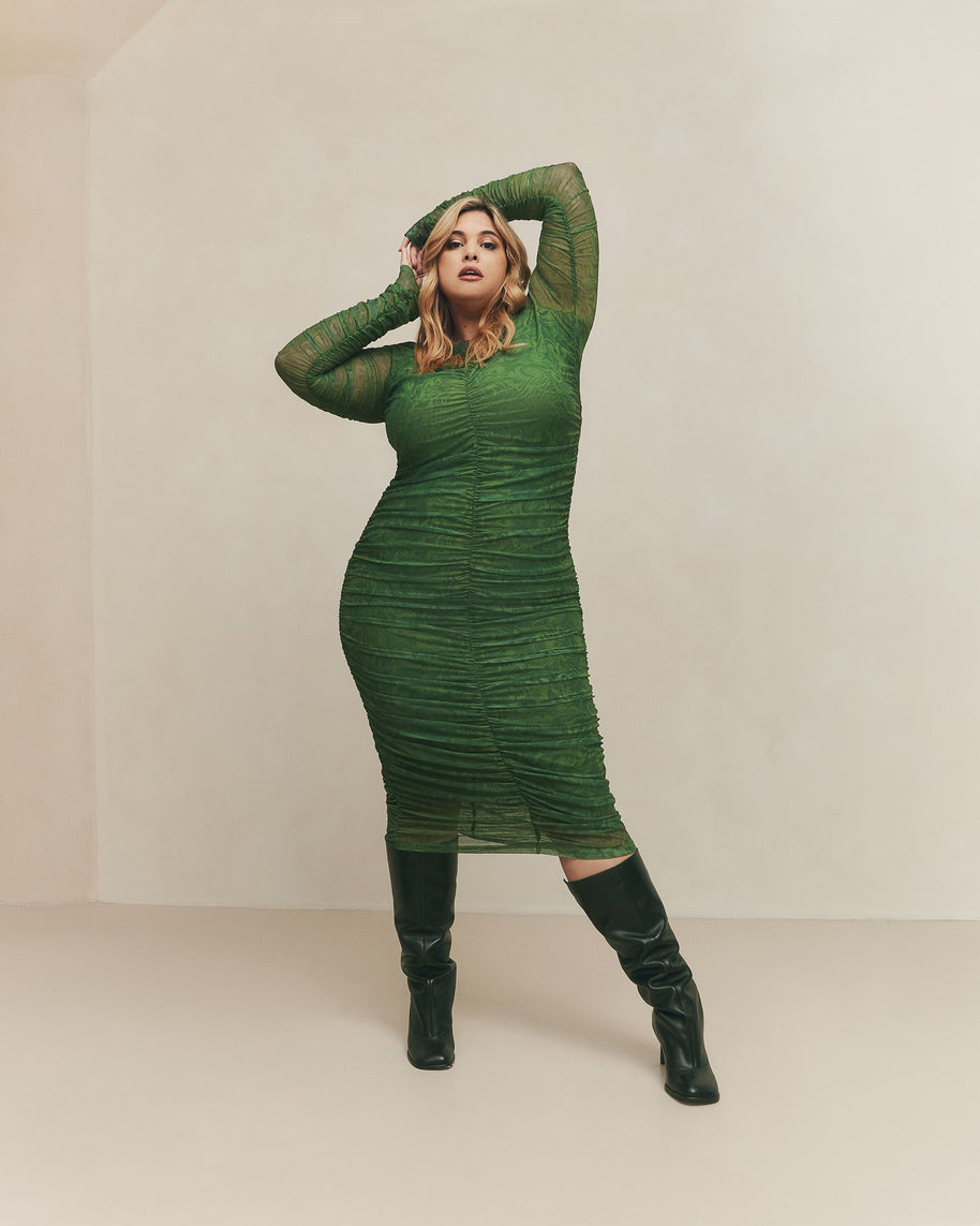 Hilary MacMillan - Mesh Ruched Sleeve Dress (Black)