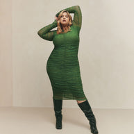 Hilary MacMillan - Mesh Ruched Sleeve Dress (Black)