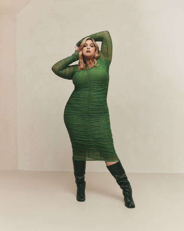 Hilary MacMillan - Mesh Ruched Sleeve Dress (Black)