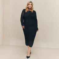 Hilary MacMillan - Mesh Ruched Sleeve Dress (Black)