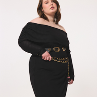 Hilary Macmillan -Geometric Knit Cowl Neck Dress