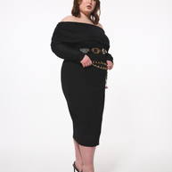 Hilary Macmillan -Geometric Knit Cowl Neck Dress
