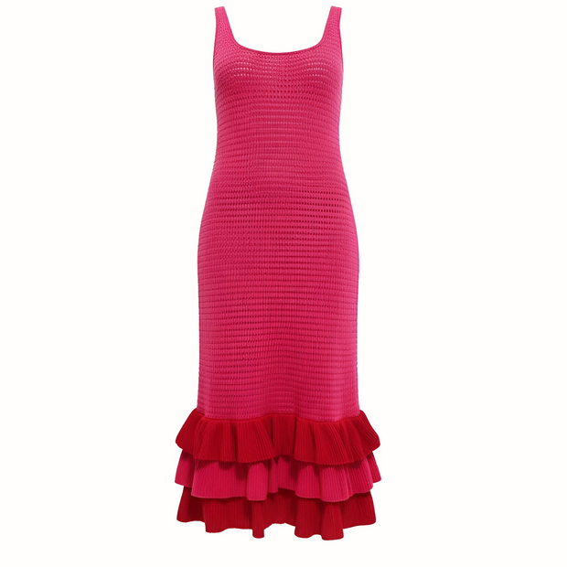 Hilary Macmillan- Crochet Knit Ruﬄe Dress