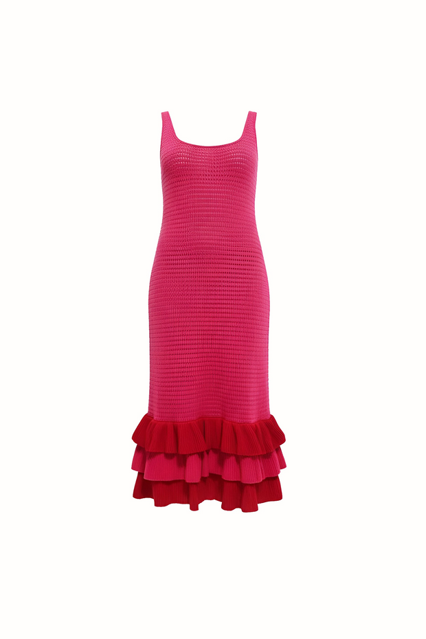 Hilary Macmillan- Crochet Knit Ruﬄe Dress