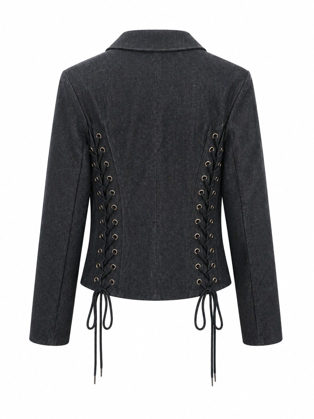Hilary Macmillan-Lace up Exaggerated Sleeve Denim Jacket
