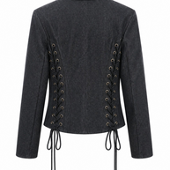 Hilary Macmillan-Lace up Exaggerated Sleeve Denim Jacket