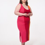 Hilary Macmillan -Tri Color Crochet Knit Dress