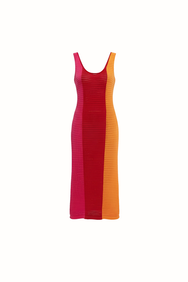 Hilary Macmillan -Tri Color Crochet Knit Dress