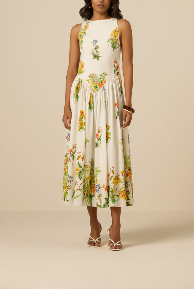 Hemant & Nandita Baku Boat Neck Midi Dress
