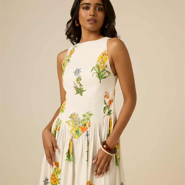 Hemant & Nandita Baku Boat Neck Midi Dress