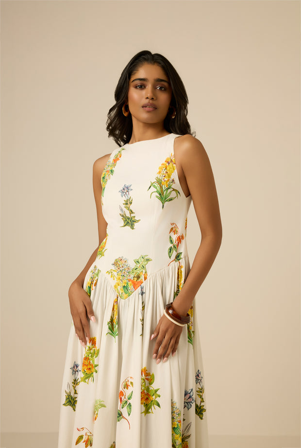 Hemant & Nandita Baku Boat Neck Midi Dress