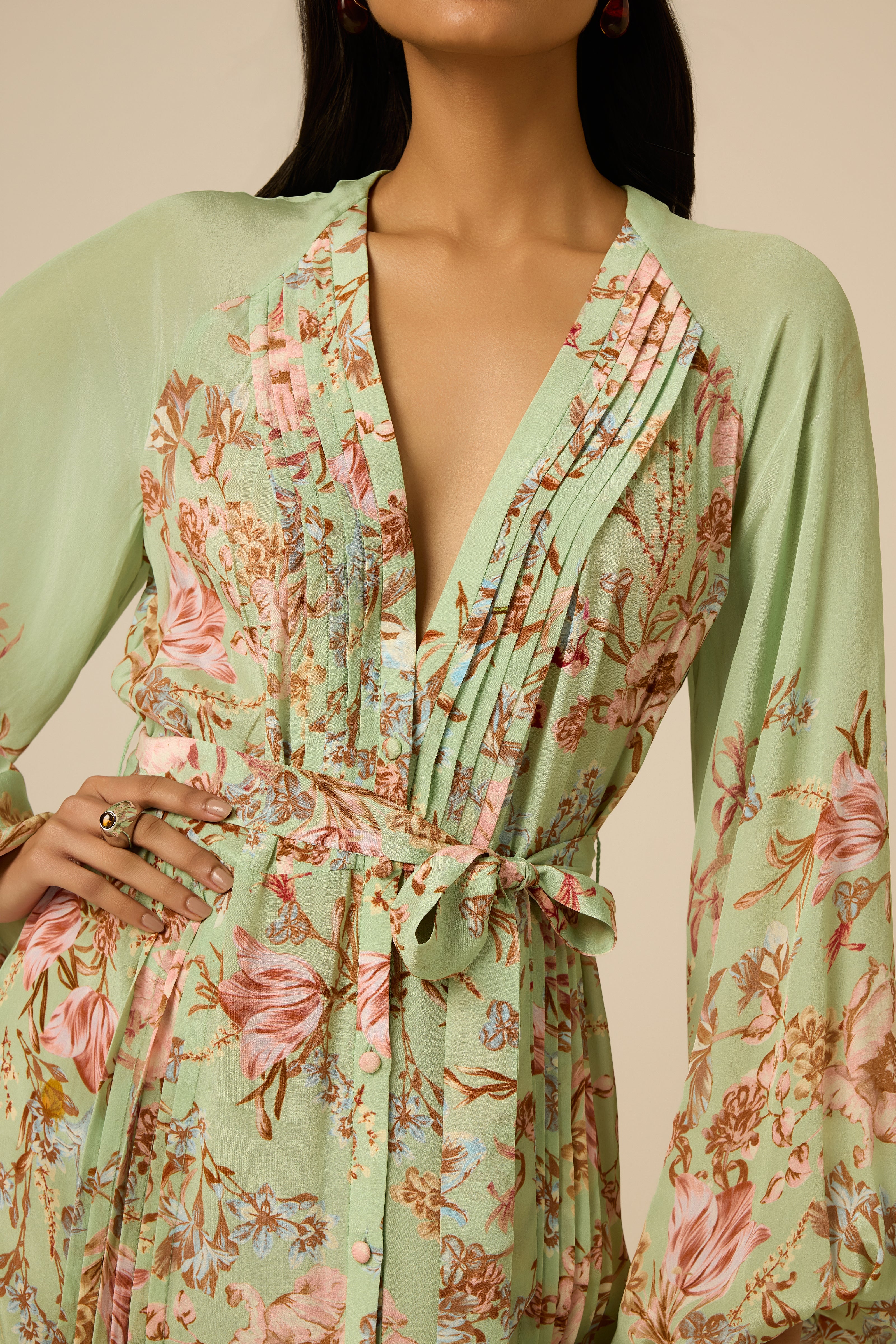 Hemant & Nandita Ezra Pintuck Dress