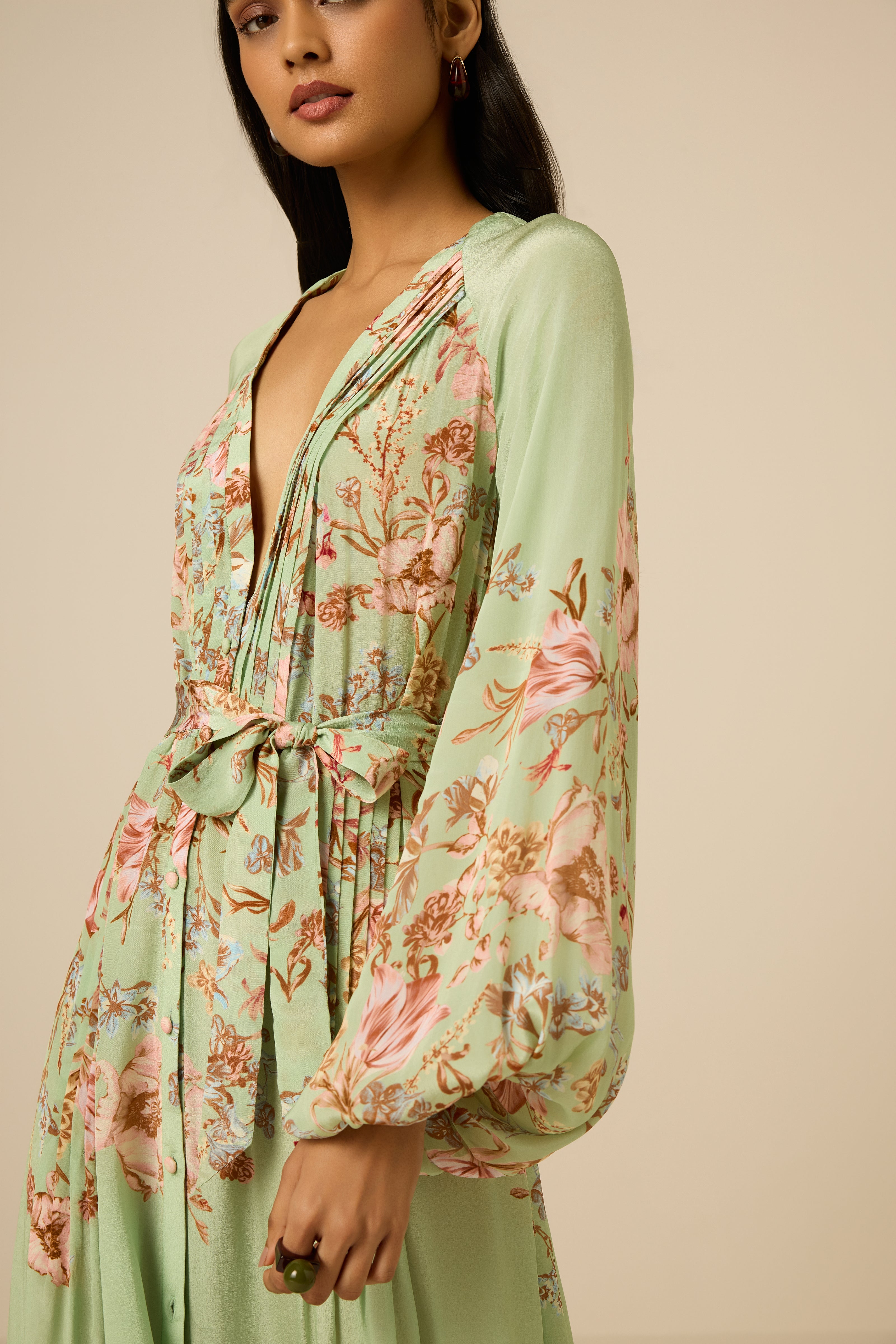 Hemant & Nandita Ezra Pintuck Dress