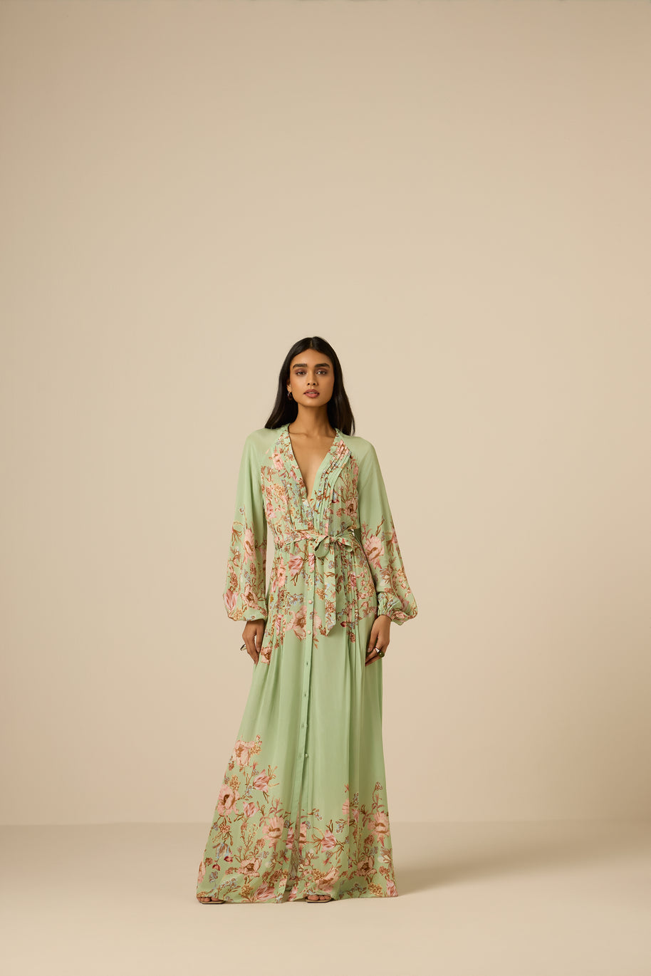 Hemant & Nandita Ezra Pintuck Dress