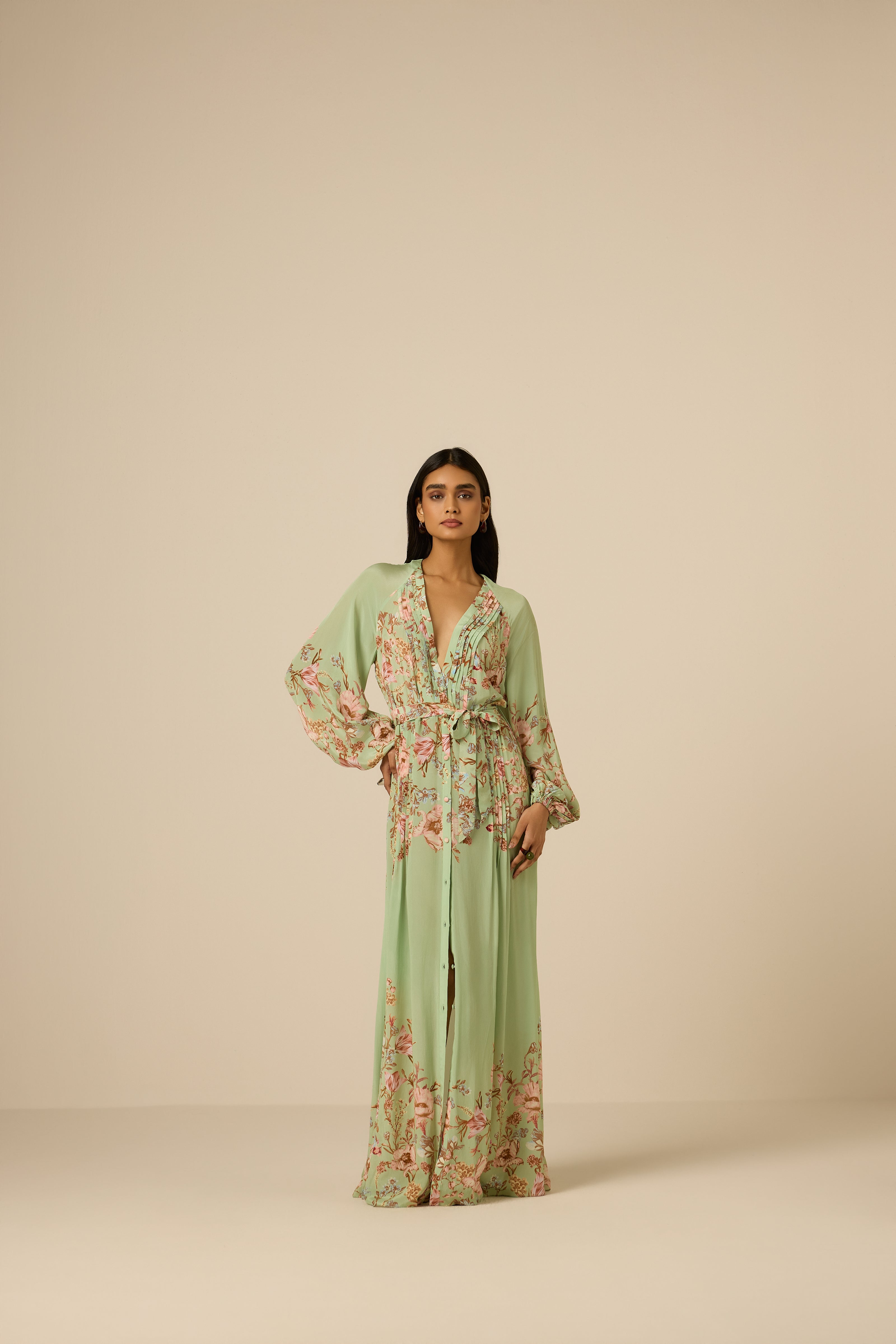 Hemant & Nandita Ezra Pintuck Dress