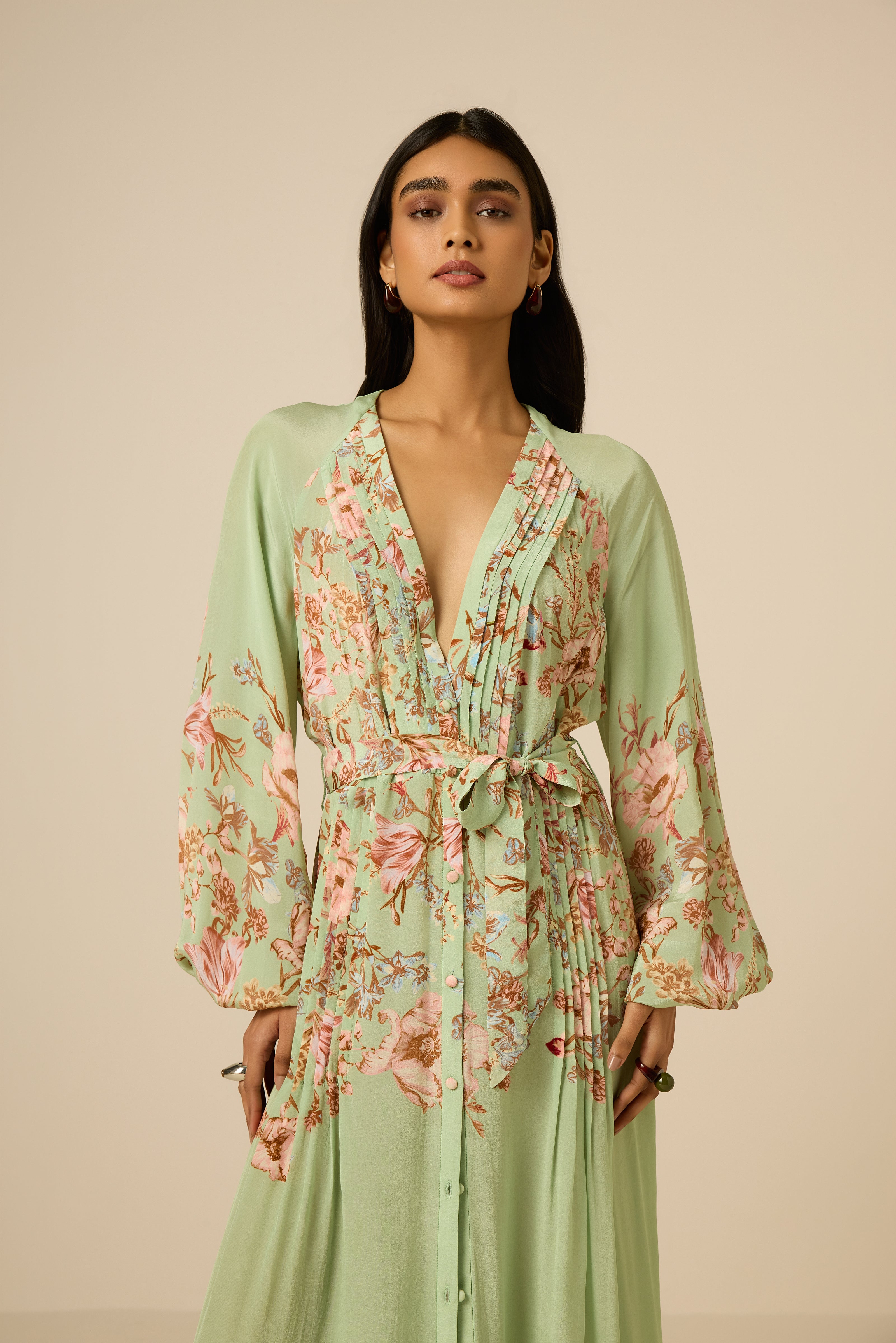 Hemant & Nandita Ezra Pintuck Dress