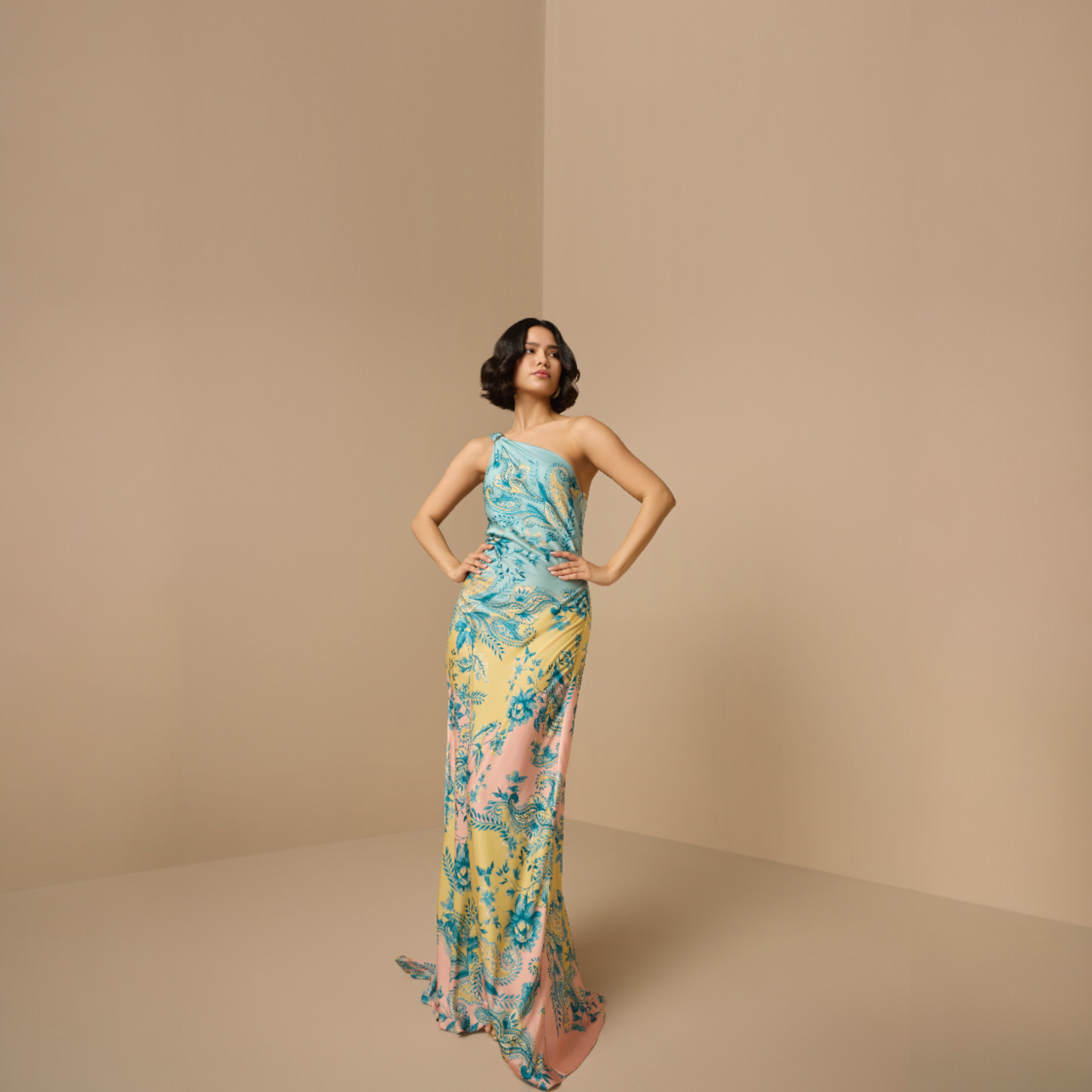 Hemant & Nandita - Wani Long One Shoulder Dress