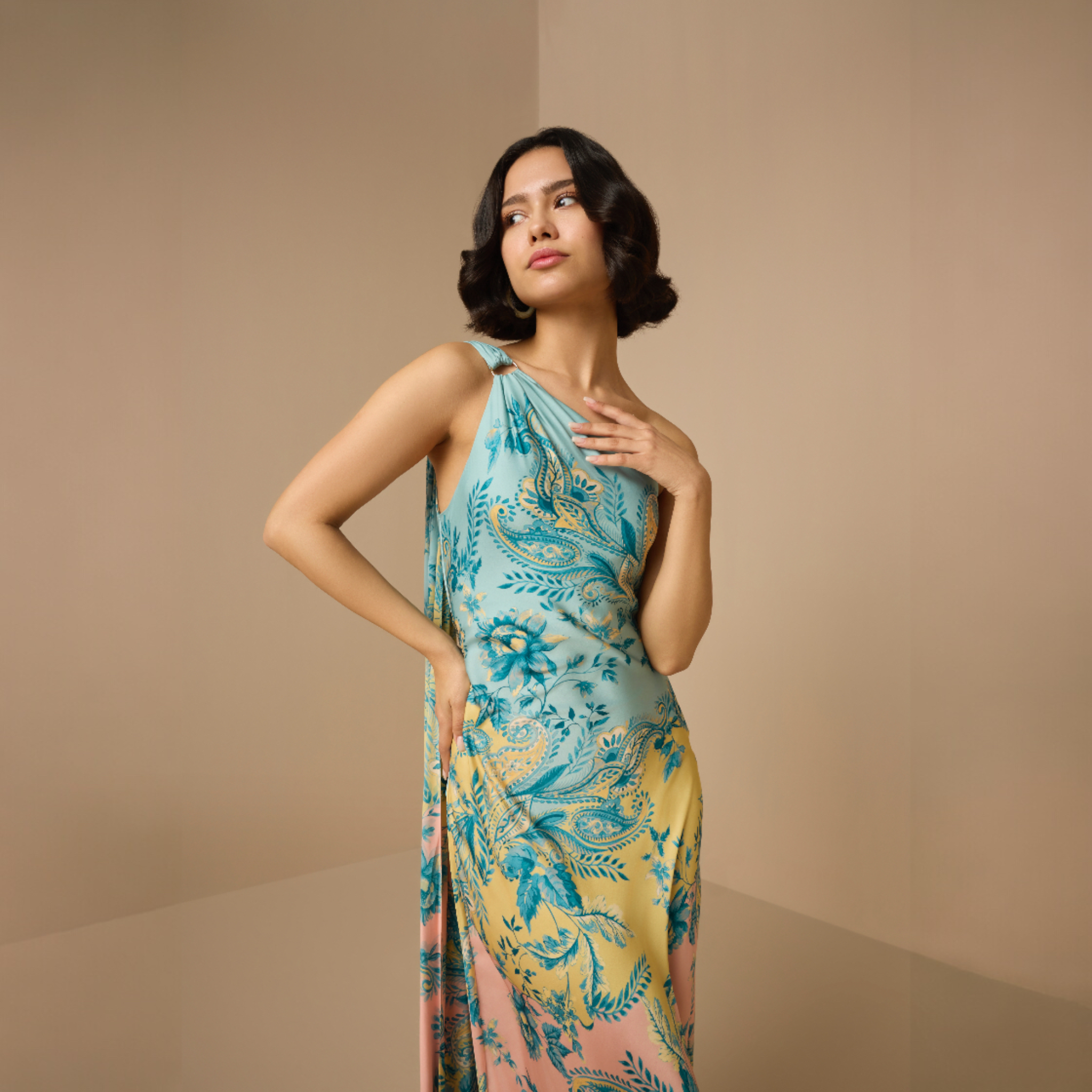 Hemant & Nandita - Wani Long One Shoulder Dress