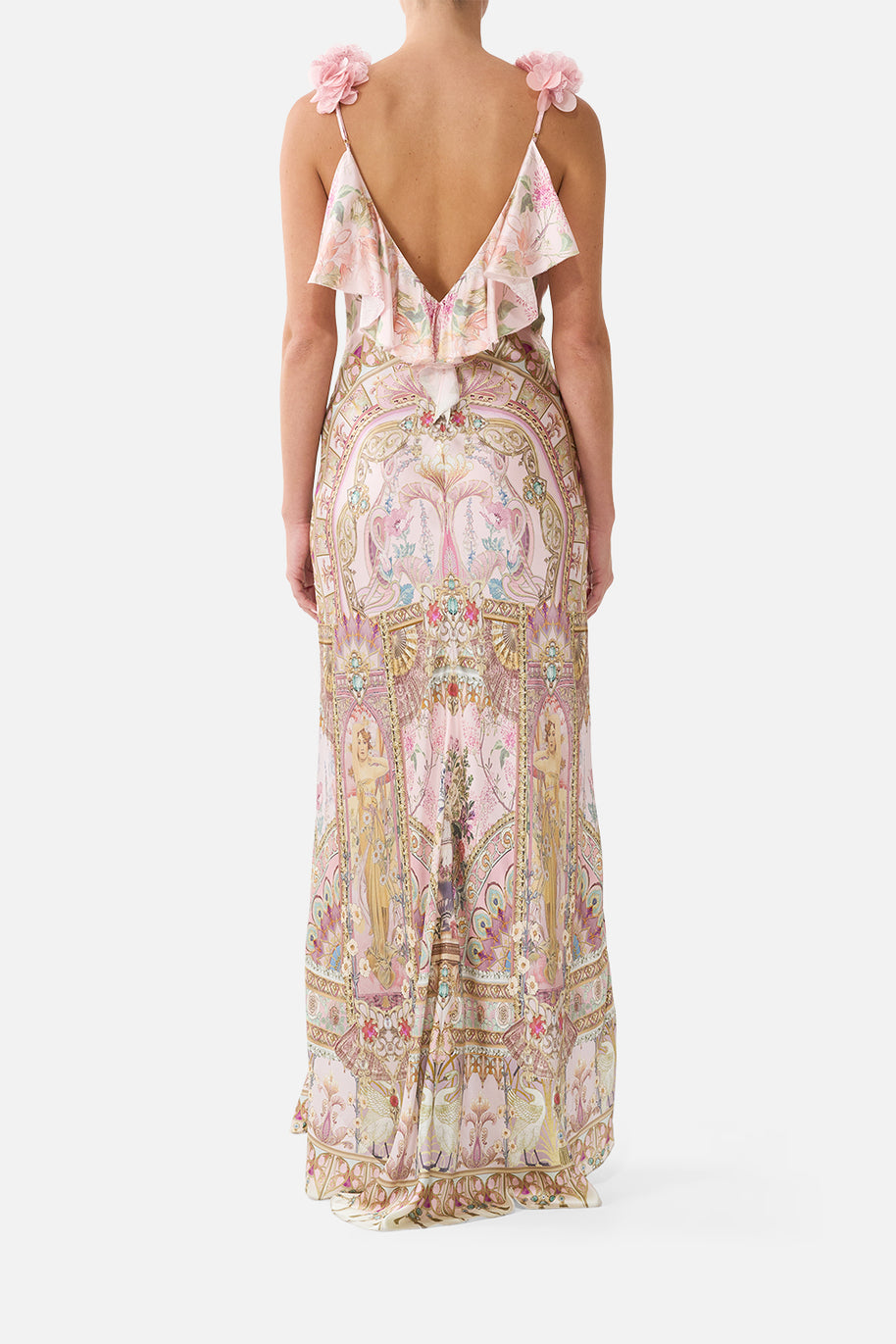Camilla-V NECK BIAS SLIP DRESS WITH BACK FRILL (Special Order)