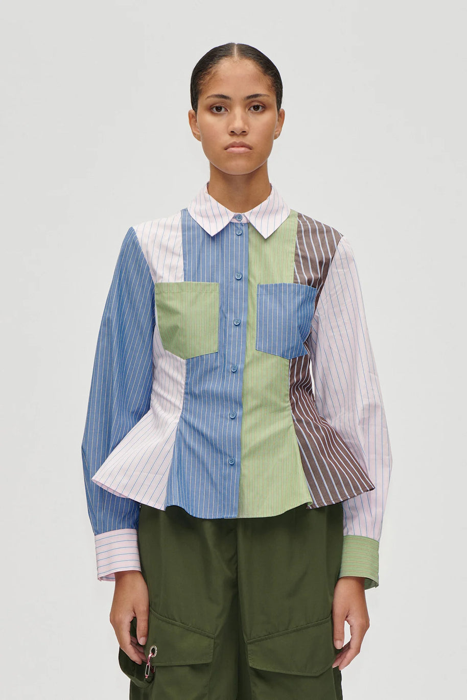 Stine Goya- Pocket Peplum Shirt - MULTISTRIPES MIX