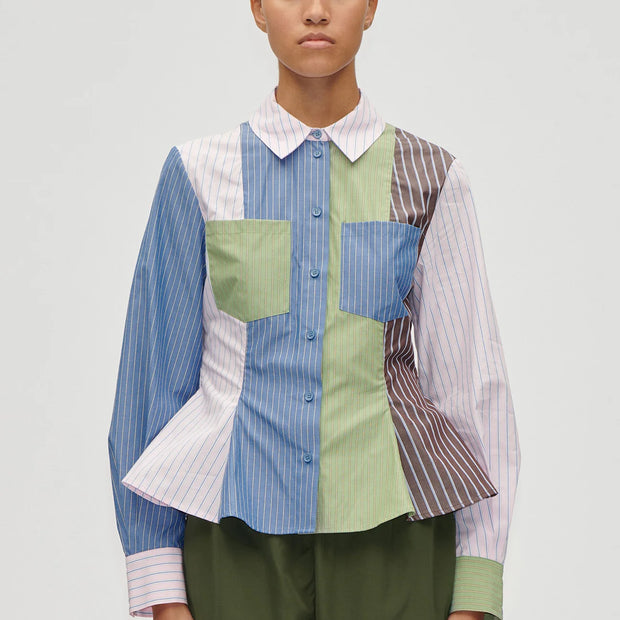 Stine Goya- Pocket Peplum Shirt - MULTISTRIPES MIX