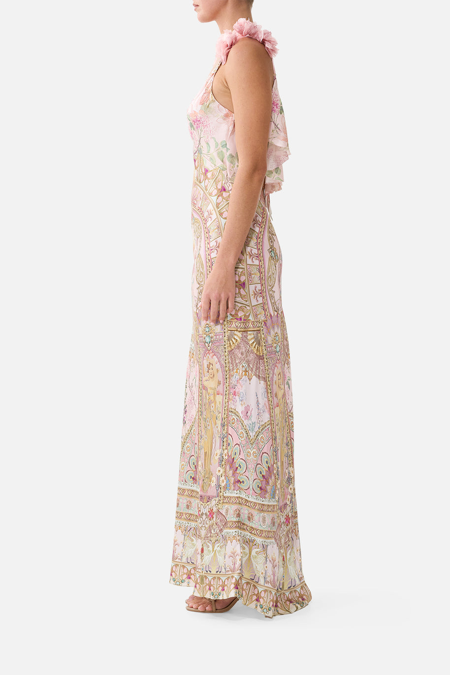 Camilla-V NECK BIAS SLIP DRESS WITH BACK FRILL (Special Order)