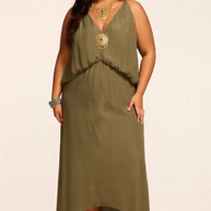 Ramy Brook Ambar Draped V-neck High Low Maxi Dress