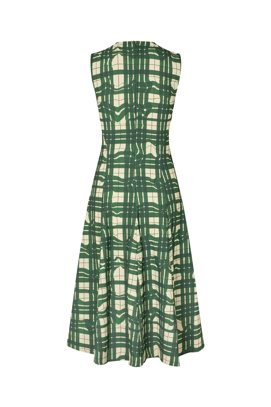 Stine Goya -Checkered Cady, Sleeveless Gathered Midi Dress