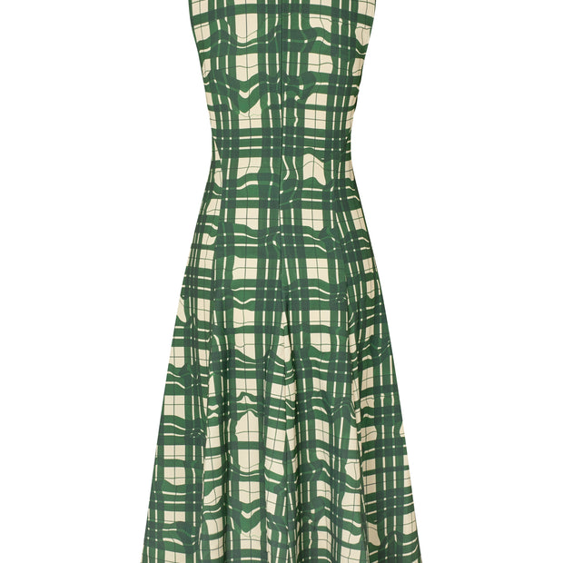 Stine Goya -Checkered Cady, Sleeveless Gathered Midi Dress