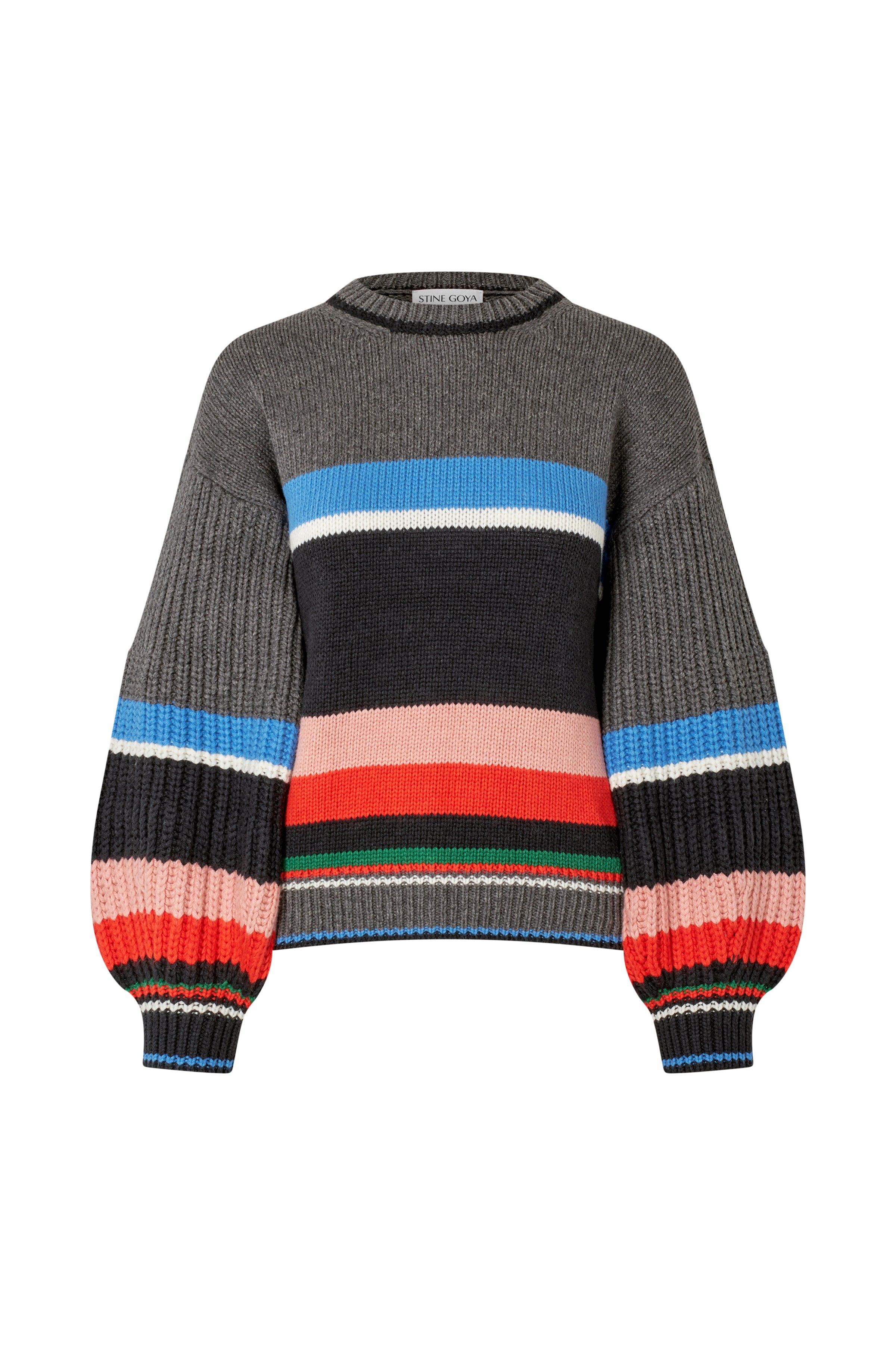 Stine Goya -Chunky Cotton Wool, Crewneck Chunky Sleeve Sweater