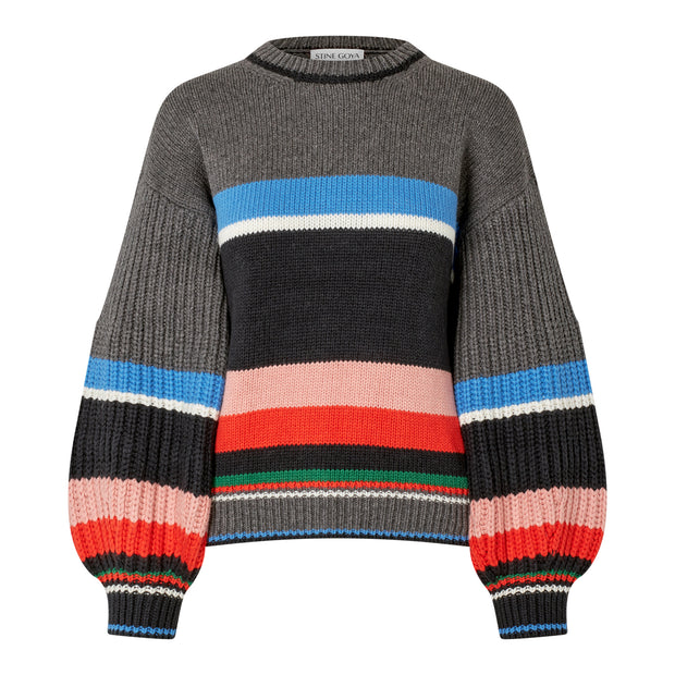 Stine Goya -Chunky Cotton Wool, Crewneck Chunky Sleeve Sweater