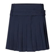 Stine Goya -Pinstripe Tailoring, Blue Belted Pleated Skirt