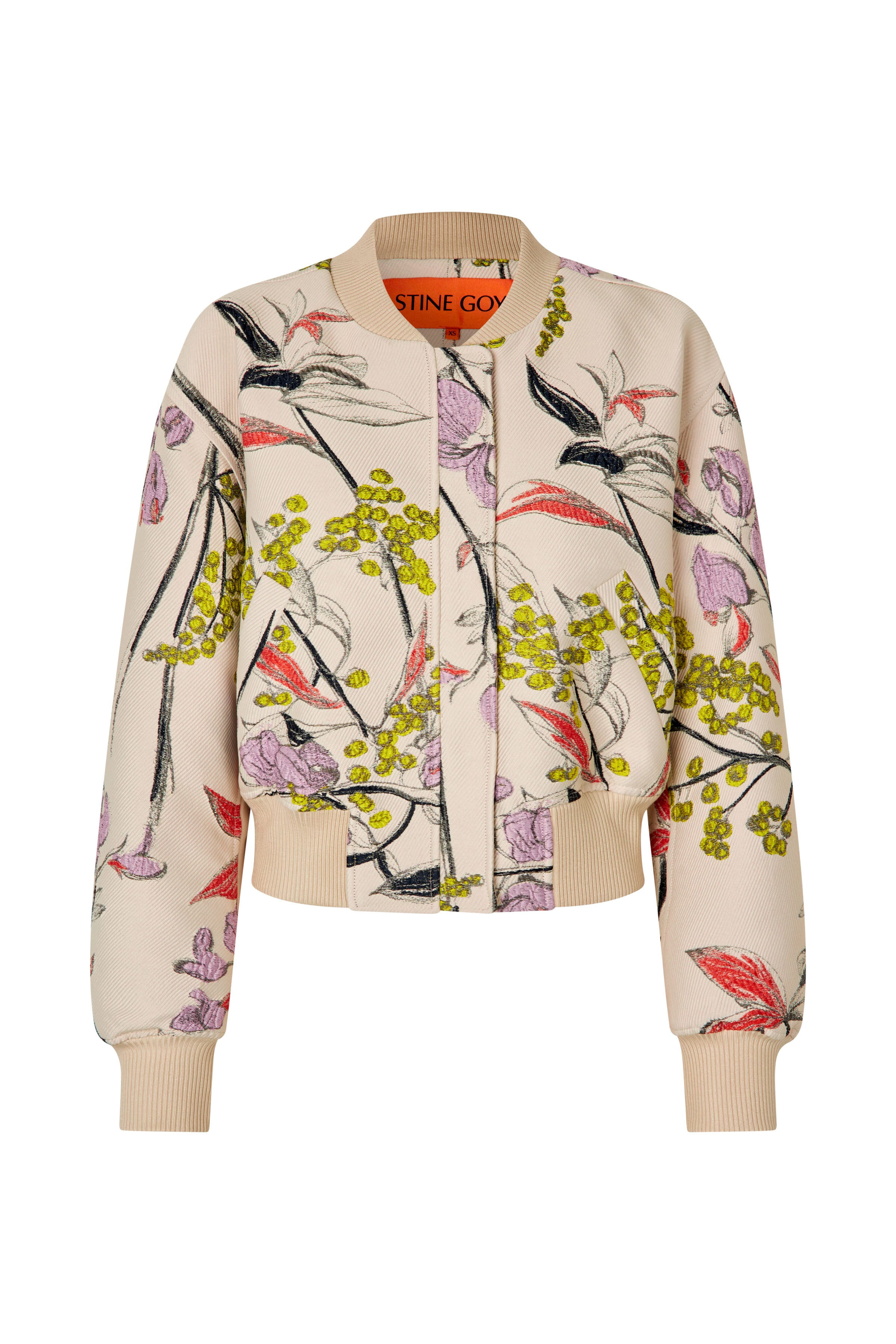 Stine Goya - Woven Jacquard, Cropped Dropped Shoulder Bomber