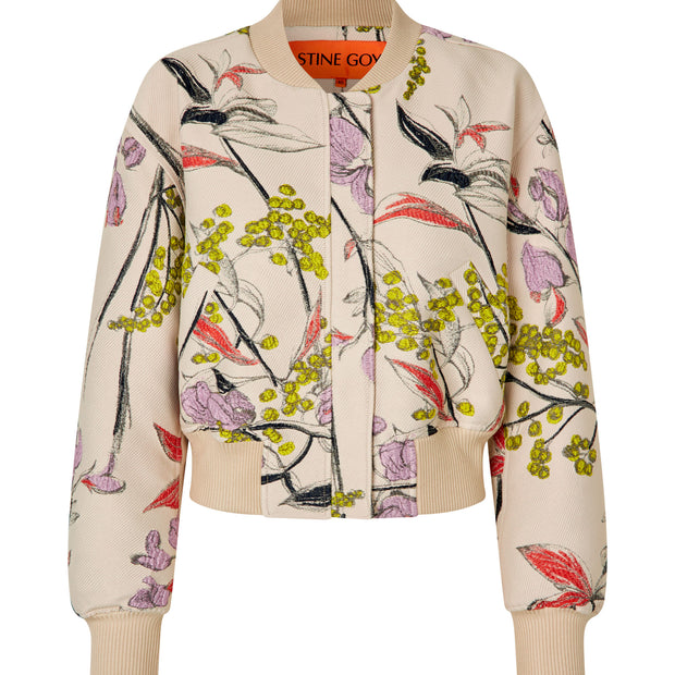 Stine Goya - Woven Jacquard, Cropped Dropped Shoulder Bomber
