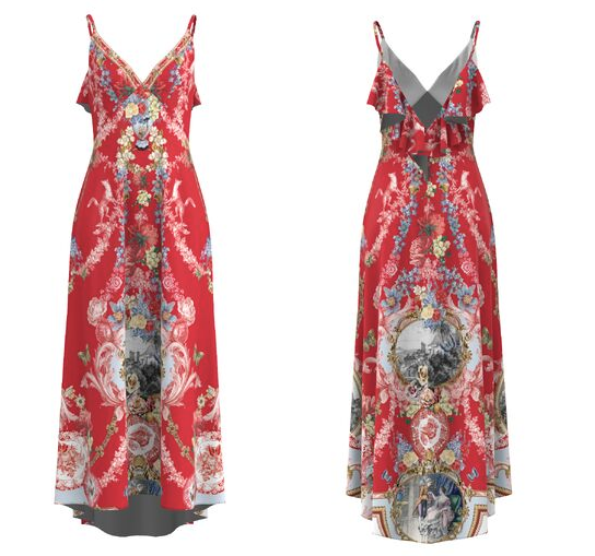 Camilla-V-NECK BIAS MAXI SLIP DRESS-Red (Special Order)