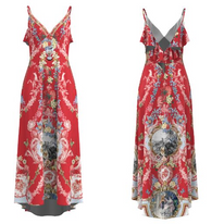 Camilla-V-NECK BIAS MAXI SLIP DRESS-Red (Special Order)