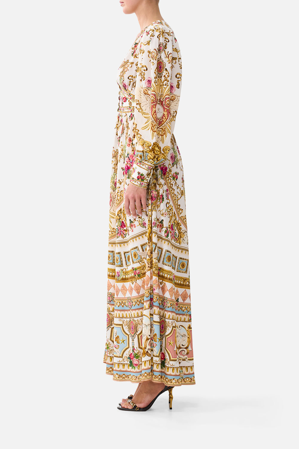 Camilla-SHAPED WAIST V-NECK MAXI DRESS (Special Order)