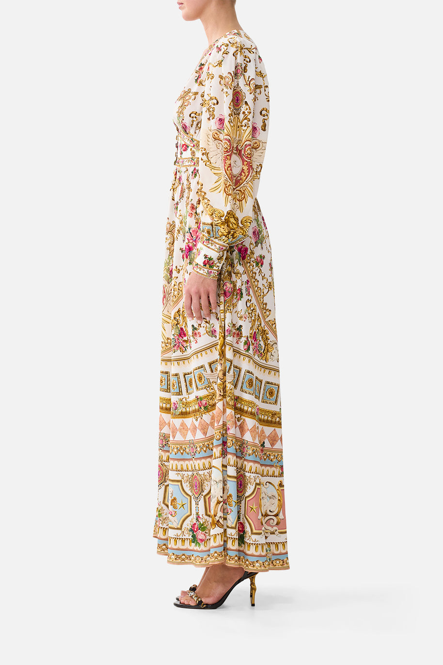 Camilla-SHAPED WAIST V-NECK MAXI DRESS (Special Order)