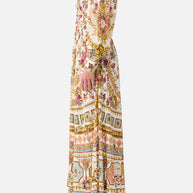 Camilla-SHAPED WAIST V-NECK MAXI DRESS (Special Order)