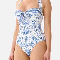 Camilla-TIE FRONT HALTER ONE PIECE W GATHERED SIDES (Special Order)