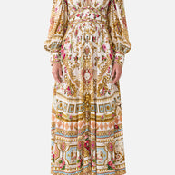 Camilla-SHAPED WAIST V-NECK MAXI DRESS (Special Order)