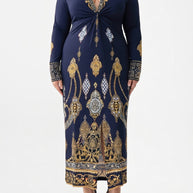 Camilla Long V Neck Twist Front Jersey Dress (Imperial Gate)