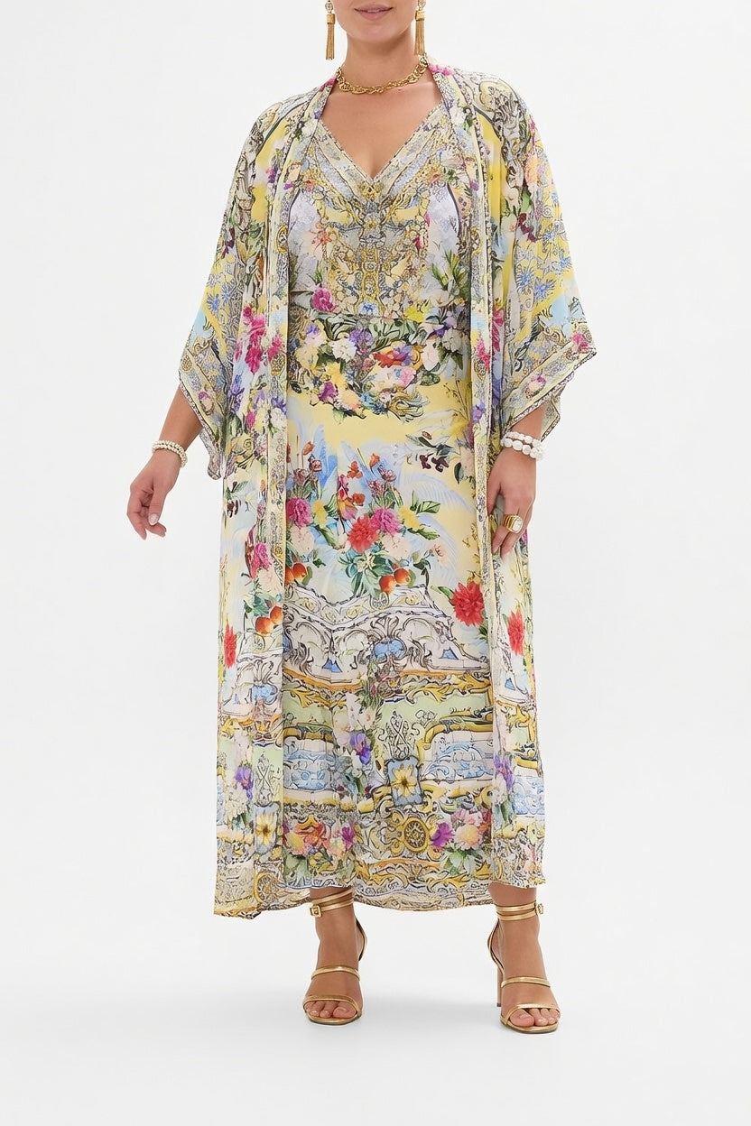 Camilla Kimono Layer with Collar in Flor Fantastica print
