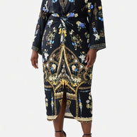 Camilla Long Split Front Twist Dress (Ottoman Elegance)