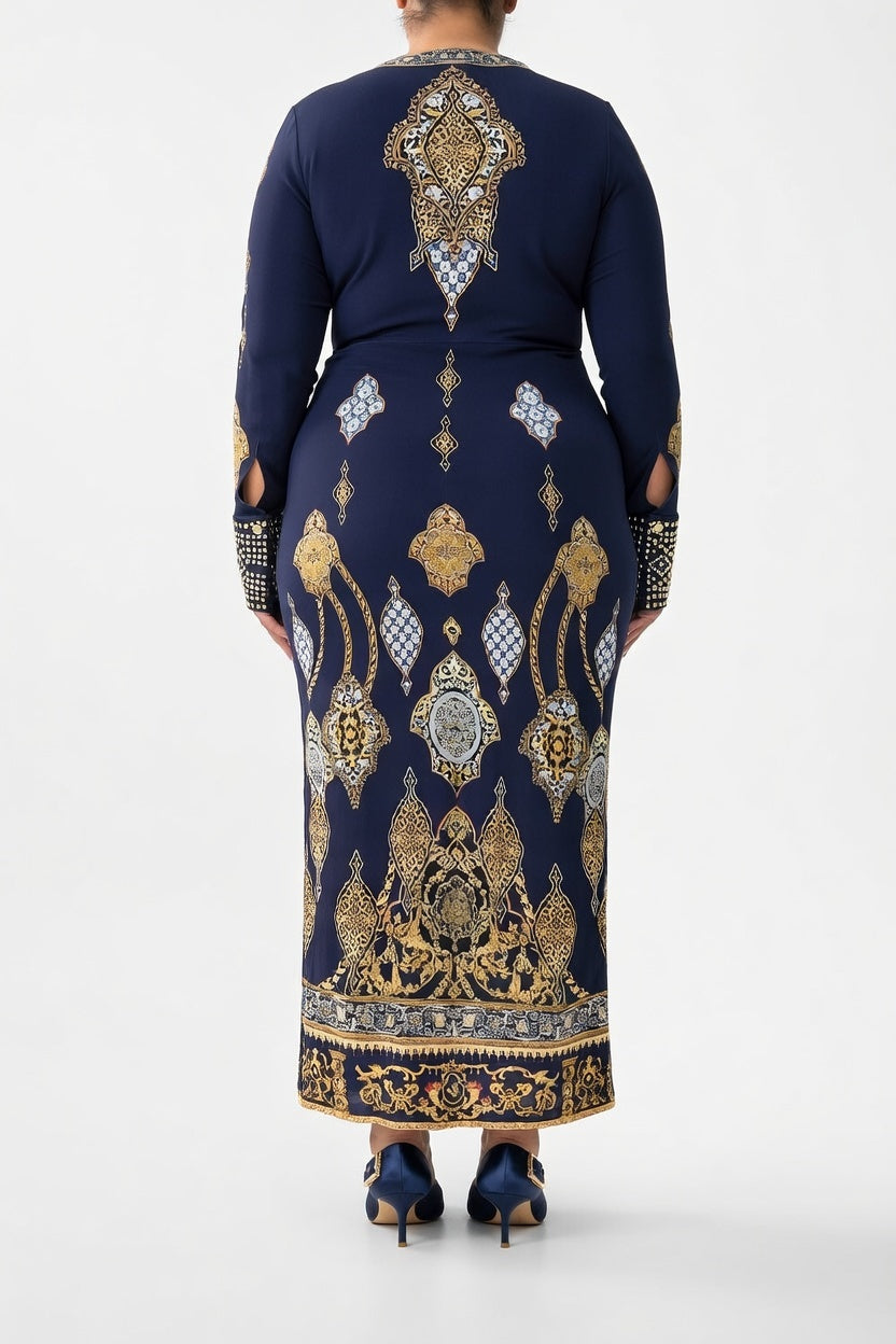 Camilla Long V Neck Twist Front Jersey Dress (Imperial Gate)