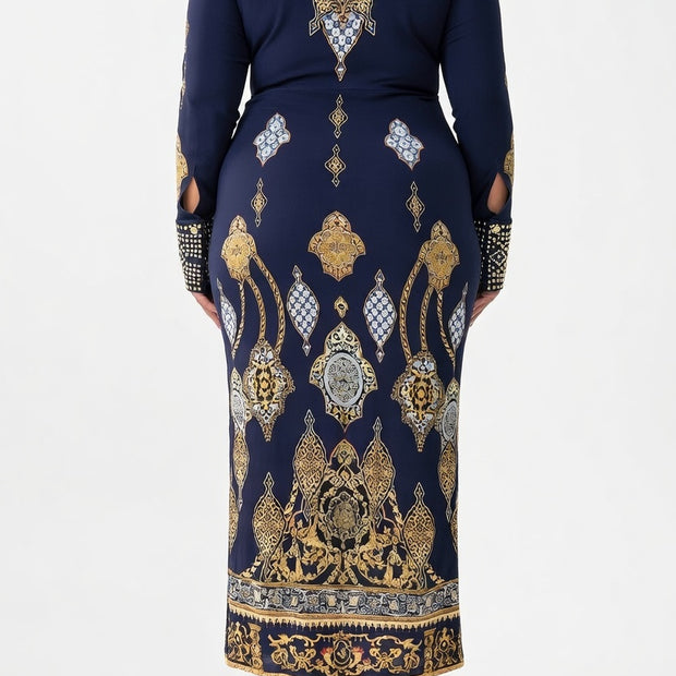 Camilla Long V Neck Twist Front Jersey Dress (Imperial Gate)