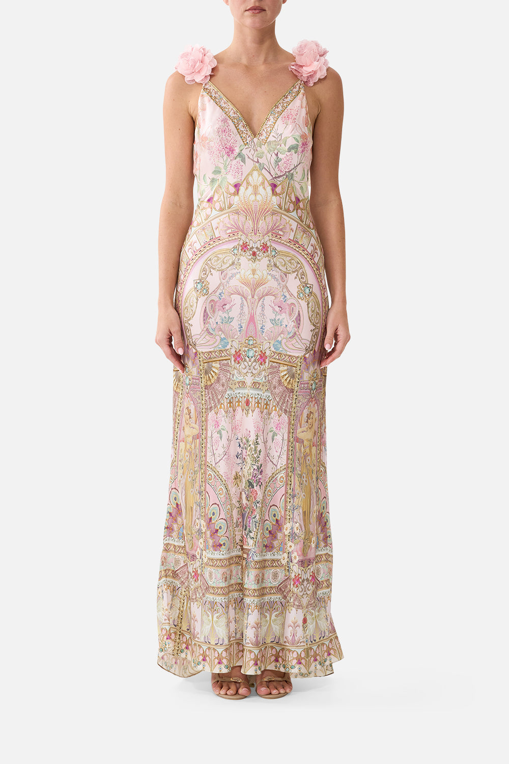 Camilla-V NECK BIAS SLIP DRESS WITH BACK FRILL (Special Order)
